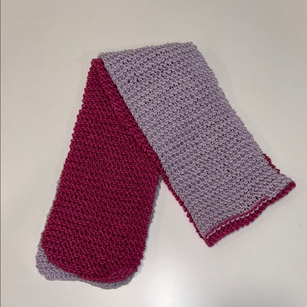 Two-Tone Pinkand Lilac Purple Knit Scarf for Women